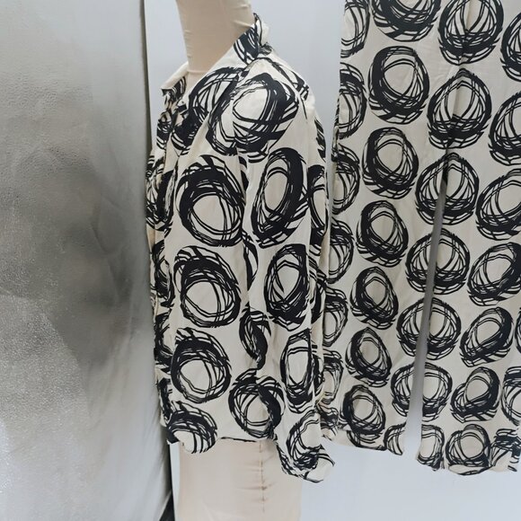 Zara Womens Set satin black and white blouse button down comfy elegant - Picture 9 of 16